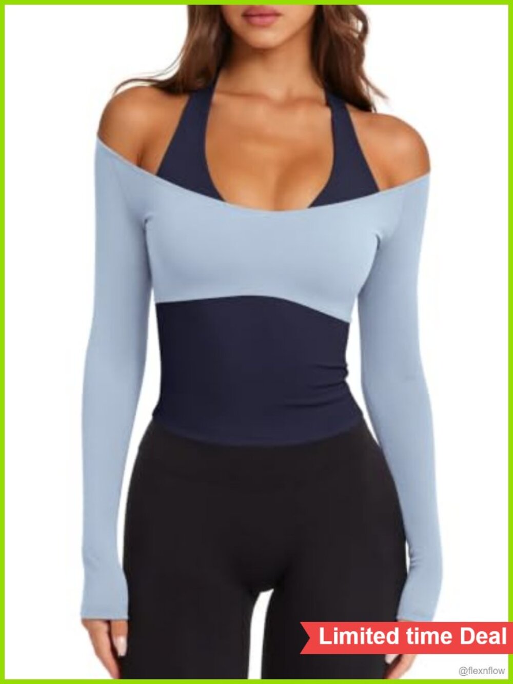 Women's Colorblock Padded Long Sleeve Workout Top Yoga Pilates Gym | Removable